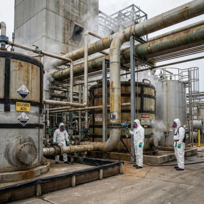 Transfer of corrosive and acidic chemicals